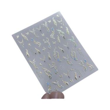 Imagem de Adesivos De Unhas Com Asas De Borboleta Pretas E Roxas, Decalques De M