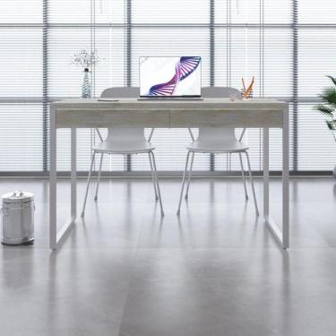 Imagem de Mesa de Escritorio Office C/02 Gavetas Kuadra 120cm Est.Branca - Metal