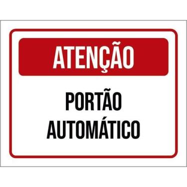 Imagem de Kit 5 Placa Acm Atenção Portão Automático Vermelha 18X23 - Sinalizo