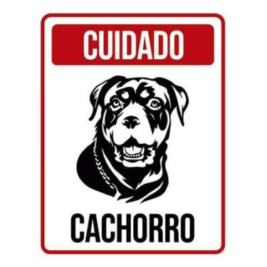 Imagem de Kit 5 Placas Cuidado Cachorro Vertical 27X35 - Sinalizo