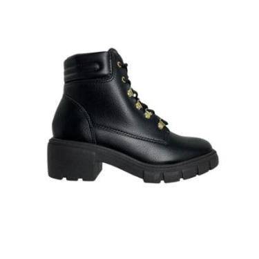 Imagem de Bota Beira Rio Coturno Napa Floather Preta Salto Tratorado-Feminino