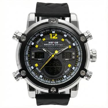 Imagem de Relógio Masculino Weide AnaDigi WH-5205 Prata e Preto e Amarelo