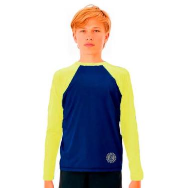 Imagem de Camiseta Infantil Manga Longa Menino Uv50 Azul Verde 1 a 14 - anjo da 