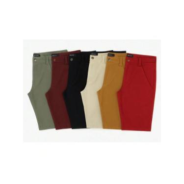 Imagem de Kit 2 Shorts Sarja Colorida Premium Masculino Diversa Cores Verão Fina