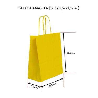 Imagem de Sacola para presente kraft amarela 17,5x8,5x21,5 c/ 10 un. - TAMAROZZI