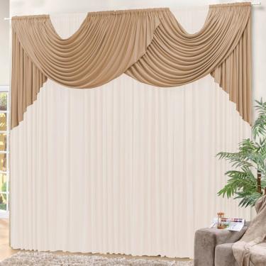 Imagem de Cortina De 2 Metros Thati Palha/avelã 2,00m X 1,70m Para Varão Simples - Decoração Sala Quarto