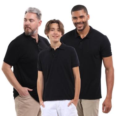 Imagem de Kit 3 Camisa Polo Masculina Piquet Casual Trabalho-Masculino