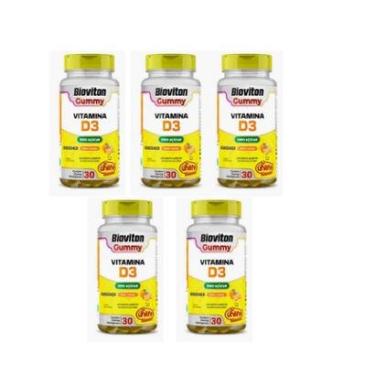 Imagem de Kit 5 Bioviton Gummy Vitamina D3 Sabor Laranja 5x30 gomas Unilife-Unissex
