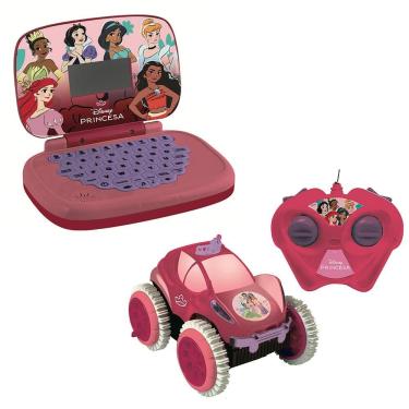 Imagem de Kit Princesas Laptop Infantil Bilingue+ Carrinho Cr Giro Encantado Candide