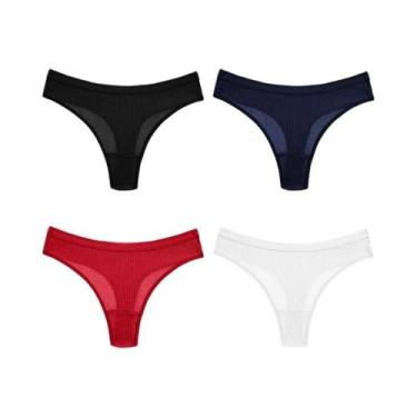 Imagem de Conjunto De Lingerie Sexy Para Mulheres Com 4 Peças, Tanga De Algodão 