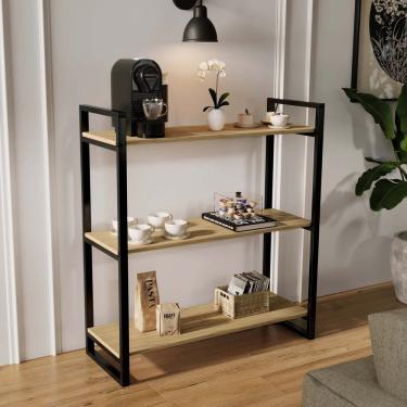 Imagem de Aparador para Sala em Ferro com Mdf Genova Freijó/Preto