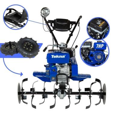 Imagem de Motocultivador TK90R à Gasolina 4T 7HP 212CC com 24 Lâminas Cultivadoras Tekna