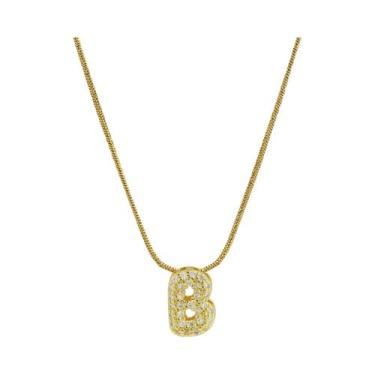 Imagem de Colar Feminino Banhado a Ouro 18K Com Zircônias E Letra Inicial Em Des