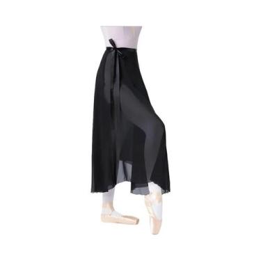 Imagem de Saia De Ballet Longa Em Chiffon Preto Para Mulheres, Ajustável Com Laç