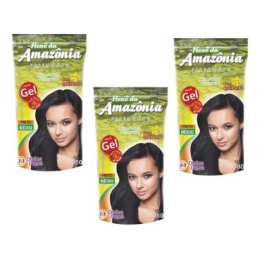 Imagem de Hene de Cabelo Gel Preto Médio Amaz Pouch Divina Dama 180g. Kit c/03 U