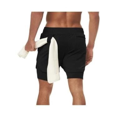 Imagem de Shorts Esportivos 2 Em 1 Camo Quick Dry Para Corrida, Academia, Treino