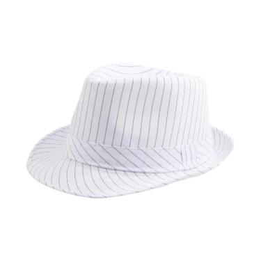 Imagem de Chapéu Fedora Masculino Preto E Branco Listrado Para Primavera E Outon