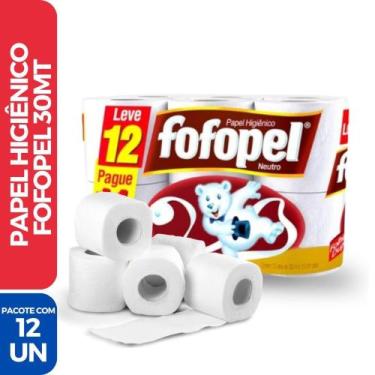 Imagem de Rolo Papel Higiênico 30MTS Fofopel Folha Dupla - 12 Unidades - SUZANO