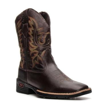 Imagem de Bota Texana Country Masculina Cano Longo Marrom 801 Café Marrom - Fran