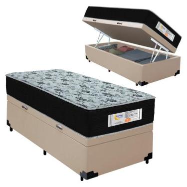 Imagem de Cama Box Baú Solteiro Sintético + Colchão Molas Ensacadas SerenePrime 