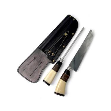 Imagem de Kit Para Churrasco Personalizado Faca 9" e Chaira c/ Bainha - Recanto 