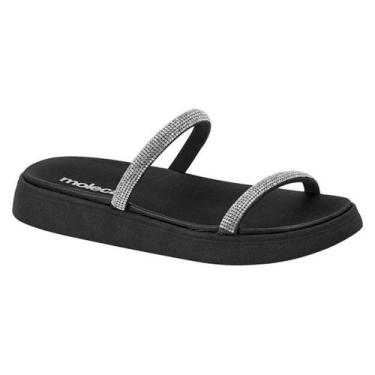 Imagem de Sandalia Papete Moleca Feminina Tiras Strass Flatform Macia Original, 