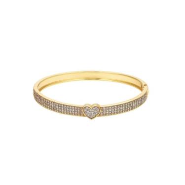 Imagem de Bracelete Coração Cravejado Zircônias - Banhado em Ouro 18k - Tri Gata