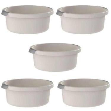 Imagem de Conjunto 5 Bacias 5L Flow Pega Ergonômica Bege Resistente OU para Cozi