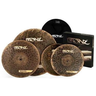 Imagem de Kit de Pratos Bronz Cymbals Roots com Bag, Crash 16, Ride 20, Chimbal 