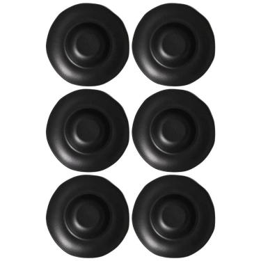 Imagem de Conjunto 6 Pratos para Massa Cerâmica Porto Brasil Preto Matte 450ml Servir Mesa Posta
