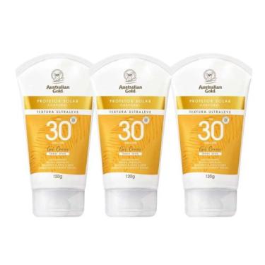 Imagem de Kit 3 Protetor Solar Corporal Gel Creme FPS30 Australian Gold 120g