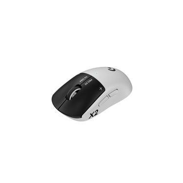 Imagem de Mouse Gamer Sem Fio Logitech G PRO X2 SUPERSTRIKE LIGHTSPEED, 61g, Cliques Táteis Personalizáveis, USB-C, Preto e Branco - 910-007775
