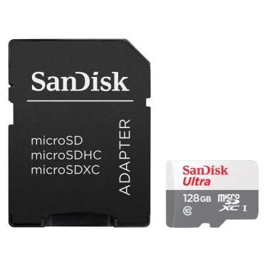 Imagem de Cartão de Memória Micro SD Ultra 128GB 100MB-s Classe 10 A1 SDSQUNR-128G-GN3MA Sandisk