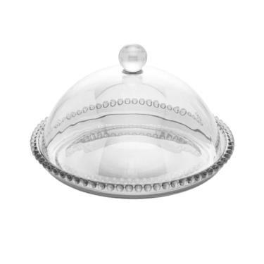 Imagem de Queijeira de Cristal de Chumbo Pearl 20x12cm Design Elegante para Mesa Transparente Wolff
