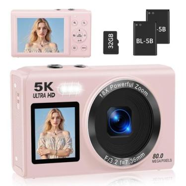Imagem de Câmera digital Saneen com tela dupla, 80 MP, zoom 16x, WiFi
