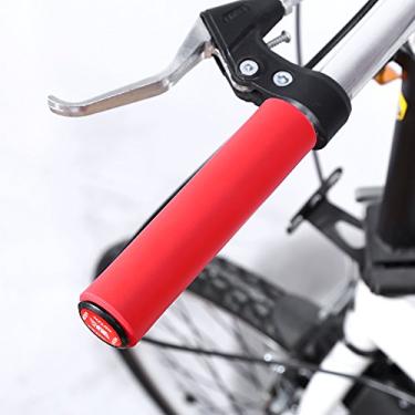 Imagem de Annadue 1 par de manoplas super leves para guiador, capa Hanebebar, cabo de gel para ciclismo de 18 mm para bicicletas com plugues de extremidade (vermelho)