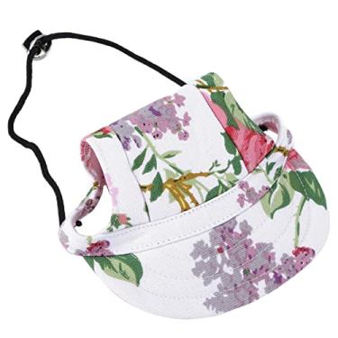 Imagem de Shanrya Chapéus com viseira para cães, confortável, durável, ajustável, proteção solar, chapéu de beisebol para cães de estimação para esportes ao ar livre (flores, M)