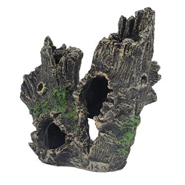 Imagem de Buraco de tronco de árvore de aquário, artesanato de resina requintado fácil de limpar decorações de aquário seguras para decoração de jardim