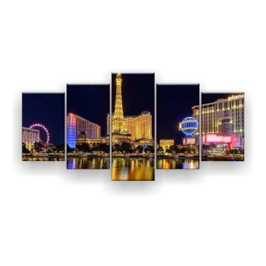 Imagem de Quadro Decorativo Las Vegas Noite Lago 129x61 Sala Quarto 2