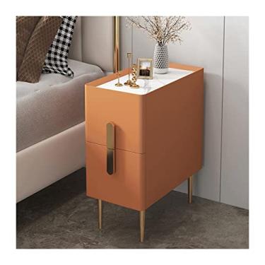 Imagem de Mesas Laterais para Cama Mesa de Cabeceira Quarto Simples Mesa de Cabeceira de Madeira Pequeno Armazenamento Luz Luxo Armário ardósia Mesas de Cabeceira para Quarto (Cor: Laranja, Comprimento: 30 cm)