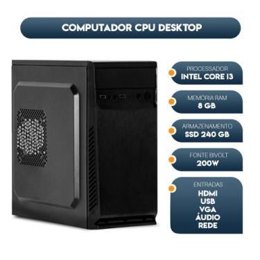 Imagem de Computador Cpu Intel Core I3 Memória 8Gb Ssd 240Gb - Computer Tech