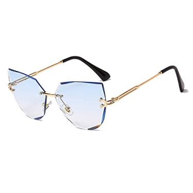 Imagem de Óculos de sol gatinho sem aro design de luxo feminino metal óculos de sol moda senhora sombras uv400 óculos oculos gafas de sol,04,outros