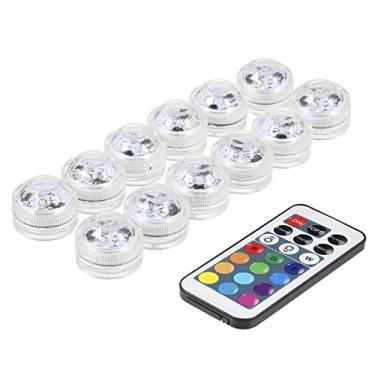Imagem de Wemay Mini LEDs RGB Luz submersa Lâmpada colorida Luz subaquática da vela IP68 Resistência à água com controle remoto 12 pack