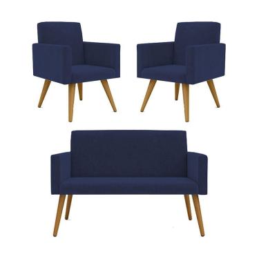Imagem de Kit Namoradeira + 2 Poltronas azul Marinho