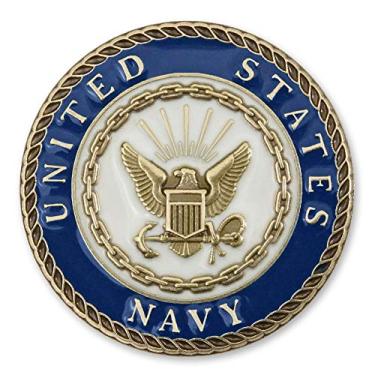 Imagem de Indiana Metal Craft US Navy CREST 2,54 cm broche de latão sólido com esmalte feito nos EUA, Latão Latão Níquel