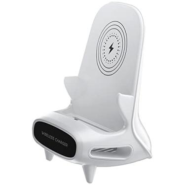Imagem de Carregador sem fio AB1 de 15 W, suporte rápido, carregador sem fio, antiderrapante, estação de carregamento portátil sem fio para todos os dispositivos habilitados para carregamento sem fio AB1 (branco)