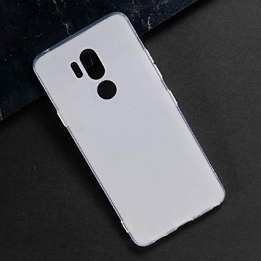 Imagem de Capa para LG G7, capa traseira de TPU (poliuretano termoplástico) macio resistente a arranhões à prova de choque de borracha de gel de silicone anti-impressões digitais capa protetora de corpo inteiro para LG G7 ThinQ (branca)