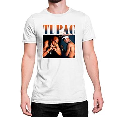 Imagem de Camiseta T-Shirt Estampada 2Pac Tupac Rapper Cor:Branco;Tamanho:M