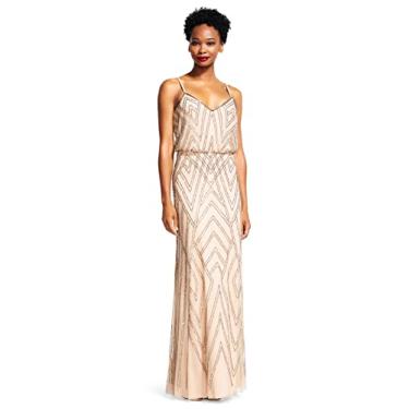 Imagem de Adrianna Papell Blusa feminina Slvlss com contas Gwn, Castanho-Acinzentado/Rosa, 40