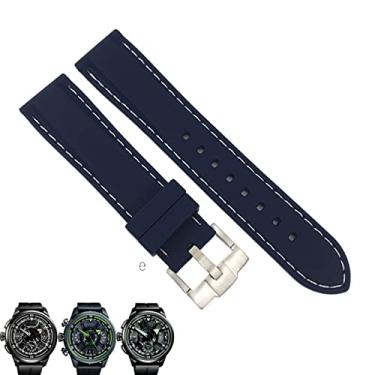 Imagem de HAODEE 19mm 20mm 21mm 22mm pulseira de borracha de silicone para Citizen Seiko SKX Tissot Longines Omega IWC Casio 23mm 24mm Pulseira de relógio esportivo (Cor: azul escuro branco, Tamanho: 24mm)